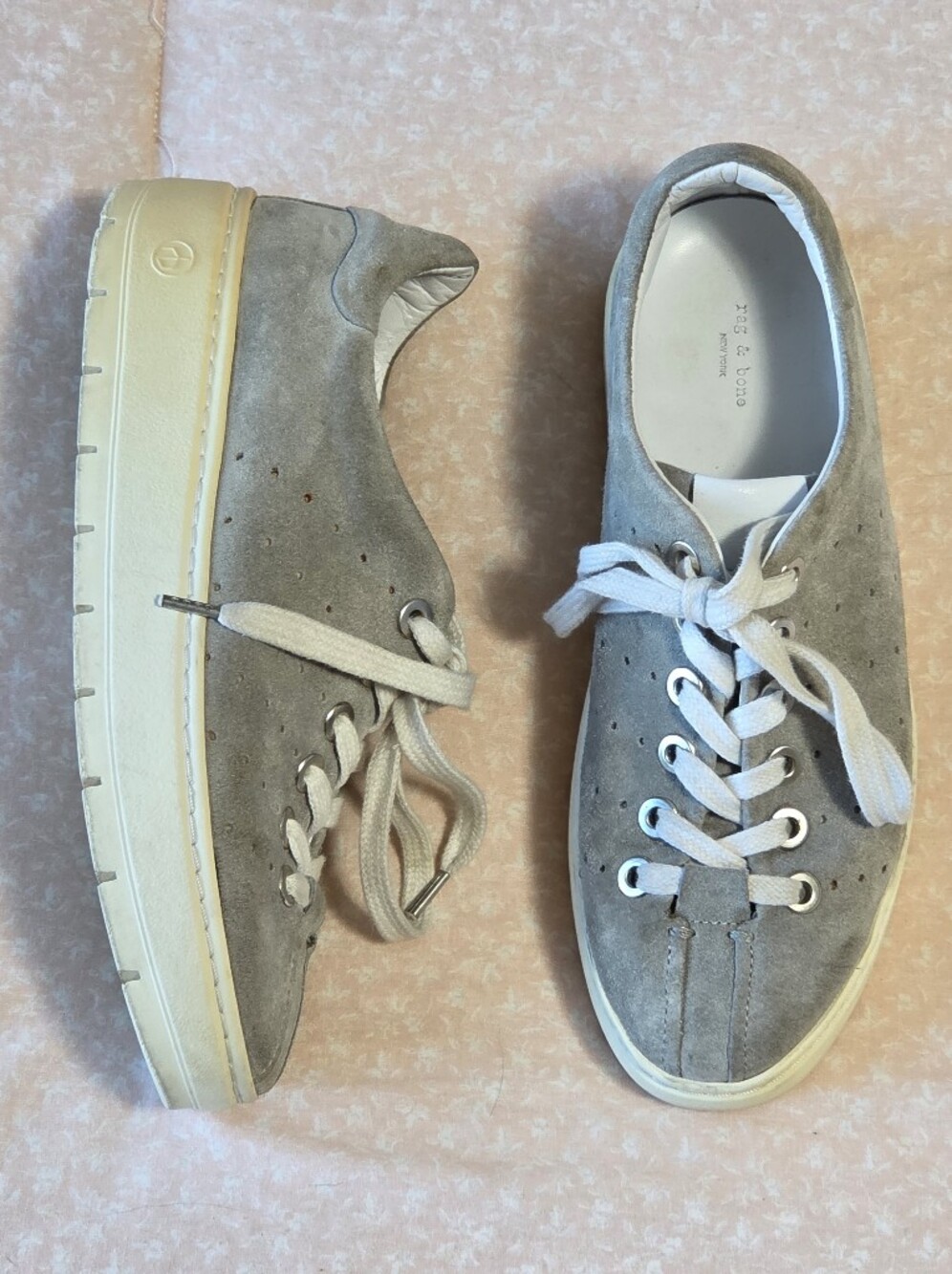 Rag & Bone Grey Suede Linden Platform Sneakers Sz 37 *RARE* Chunky Lace-Up